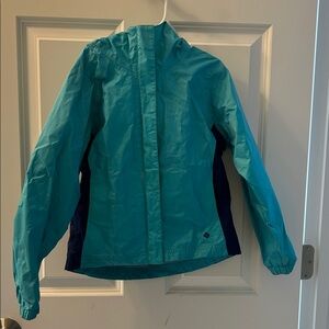 Girls size 7/8 Columbia Aqua and Blue Rain Jacket